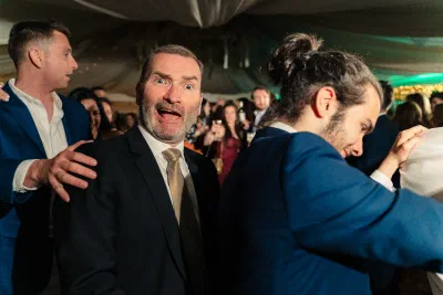 Wedding guests dancing at a Dublin wedding reception