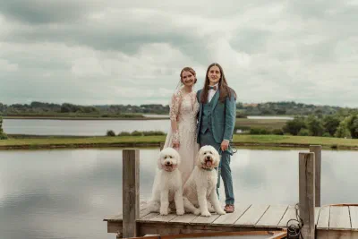 Couple portrait in soft natural light at their Dublin wedding