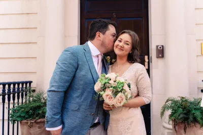 Intimate wedding moment captured candidly in Dublin