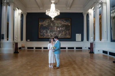 Wedding ceremony in the grand hall at the National Gallery of Ireland, Dublin