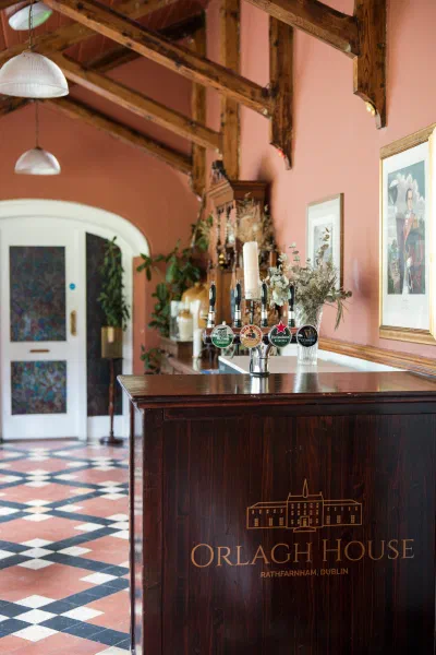 The Orlagh House bar with its beamed ceiling and chequered tiled floor